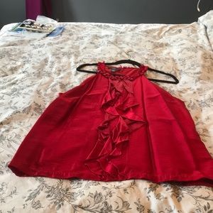Red top with ruffles